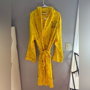 Bioworld Pokémon Pikachu Character Patch Long Sleeve Hooded Robe Mens SZ XL New